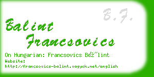 balint francsovics business card